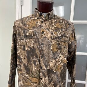 Columbia Mens Large Mossy Oak Break-up Camouflage Long Sleeve Button Down Shirt